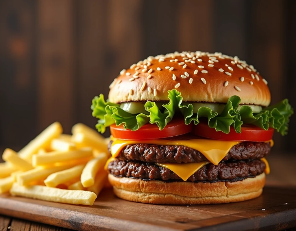 hamburgers with fries