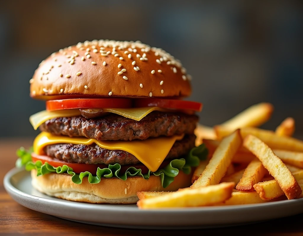 hamburgers with fries