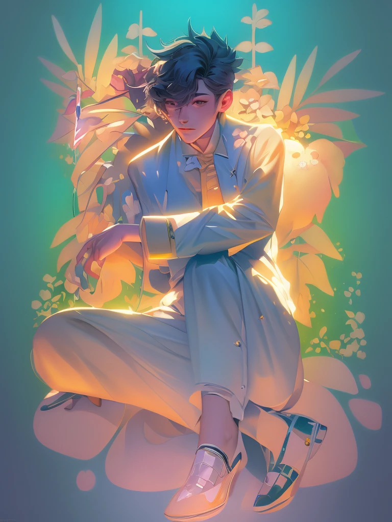 anime art nouveau, the non-binary deity of spring, loish |, dreamy psychedelic anime, a maid in a magical forest, dreamy illustration, soft anime illustration, inspired by Victor Mosquera, lolish, in style of digital illustration, anime graphic illustration, inspired by Asaf Hanuka,masterpiece, best quality, (extremely detailed CG unity 8k wallpaper), (best quality), (best illustration), (best shadow), absurdres, realistic lighting, (Abyss), beautiful detailed glow,vapourwave,90s vibes