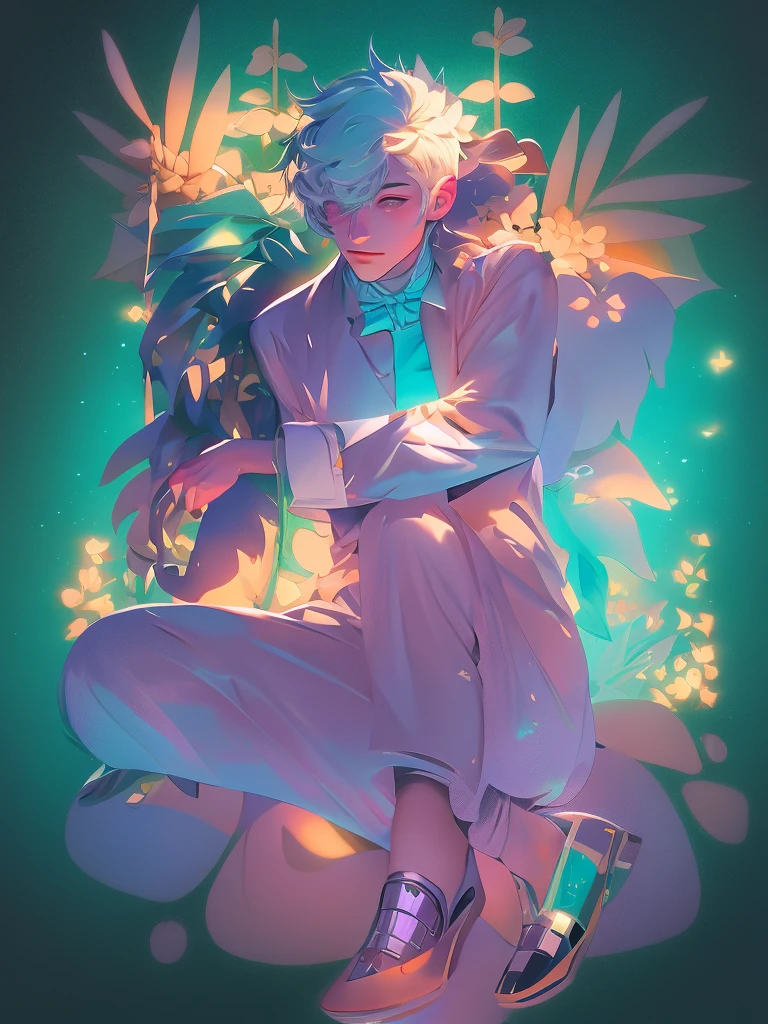 anime art nouveau, the non-binary deity of spring, loish |, dreamy psychedelic anime, a maid in a magical forest, dreamy illustration, soft anime illustration, inspired by Victor Mosquera, sh, in style of digital illustration, anime graphic illustration, inspired by Asaf Hanuka,masterpiece, best quality, (extremely detailed CG unity 8k wallpaper), (best quality), (best illustration), (best shadow), absurdres, realistic lighting, (Abyss), beautiful detailed glow,vapourwave,90s vibes