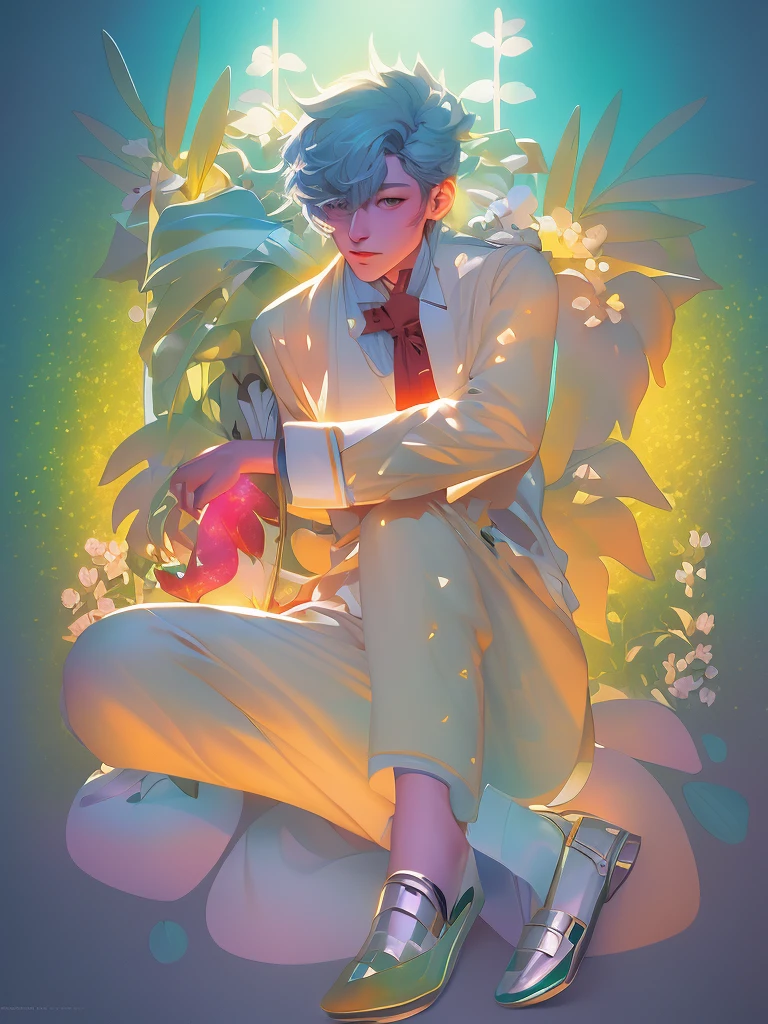 anime art nouveau, the non-binary deity of spring, loish |, dreamy psychedelic anime, a maid in a magical forest, dreamy illustration, soft anime illustration, inspired by Victor Mosquera, lolish, in style of digital illustration, anime graphic illustration, inspired by Asaf Hanuka,masterpiece, best quality, (extremely detailed CG unity 8k wallpaper), (best quality), (best illustration), (best shadow), absurdres, realistic lighting, (Abyss), beautiful detailed glow,vapourwave,90s vibes