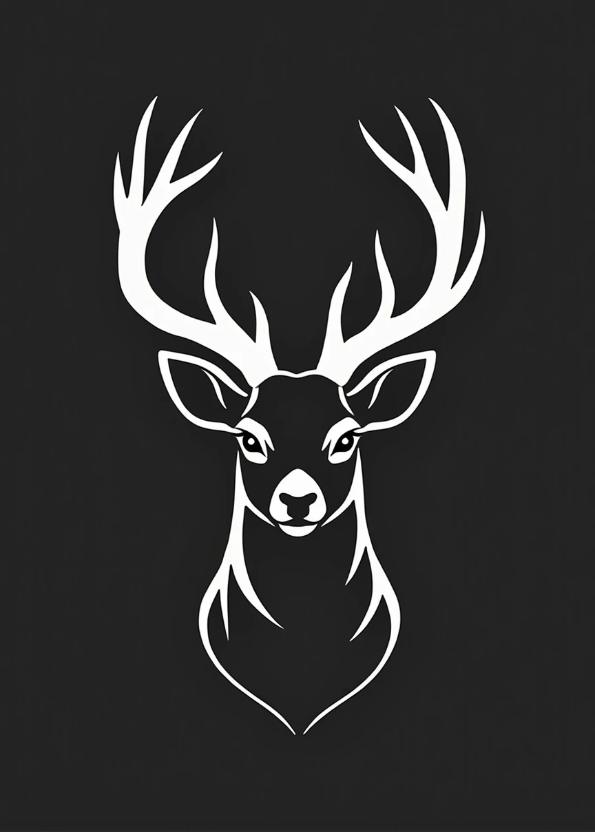 modern minimalist art, logo, black andwhite, best qualityer, deer animal, business logo