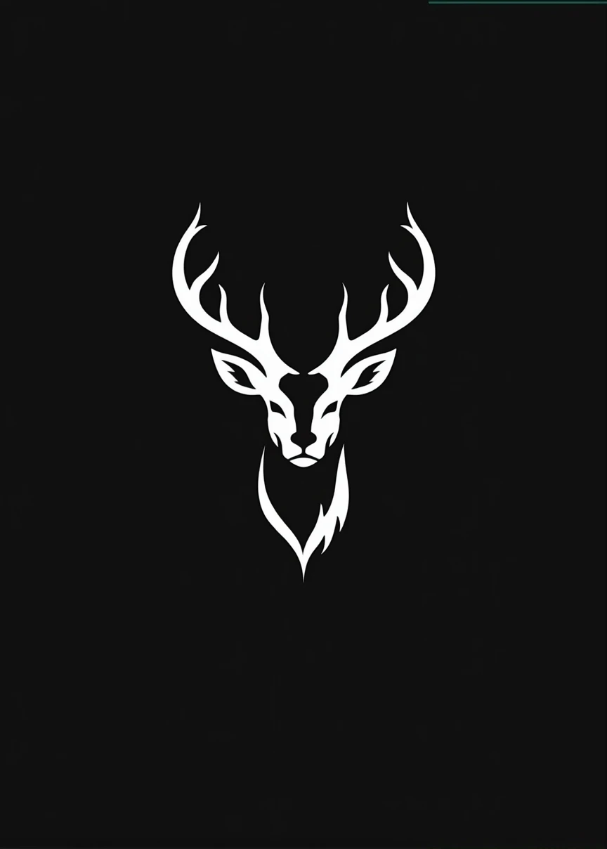 modern minimalist art, logo, black andwhite, best qualityer, deer animal, business logo