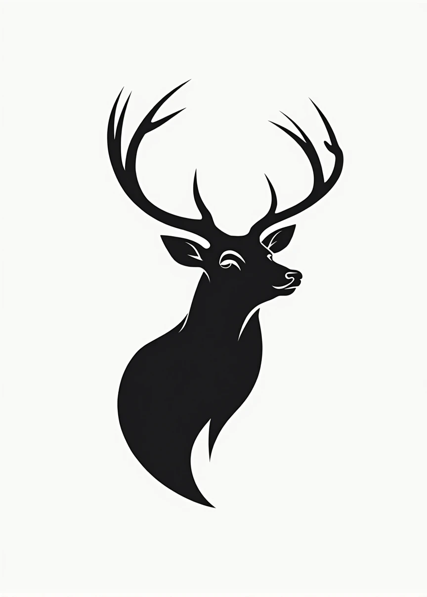 modern minimalist art, logo, black andwhite, best qualityer, deer animal, business logo