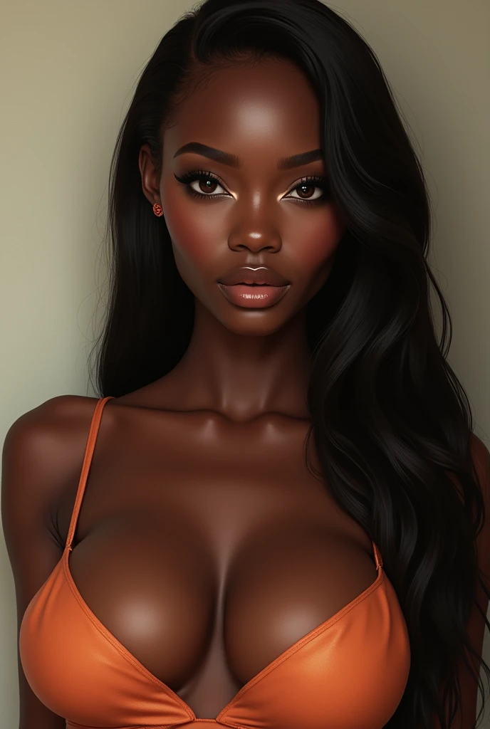 Realistic black girl showing huge tits