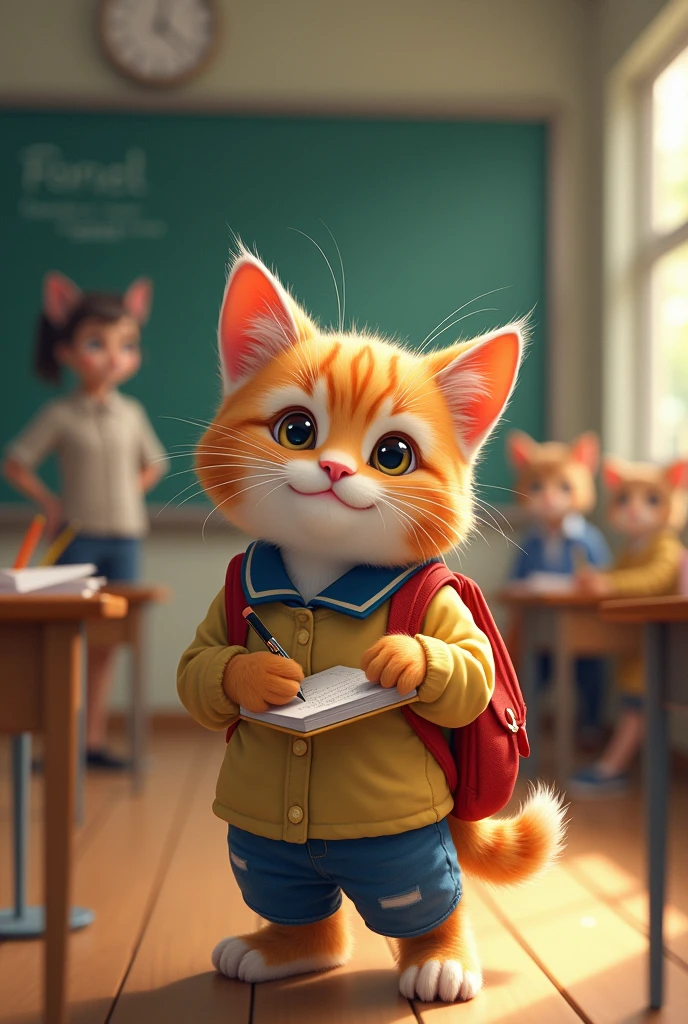 Imagine a cat gotta to school