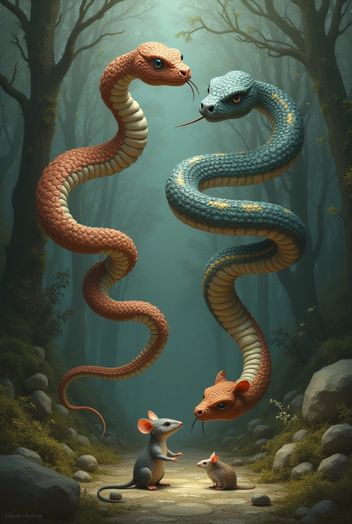 4 snakes and a mouse 