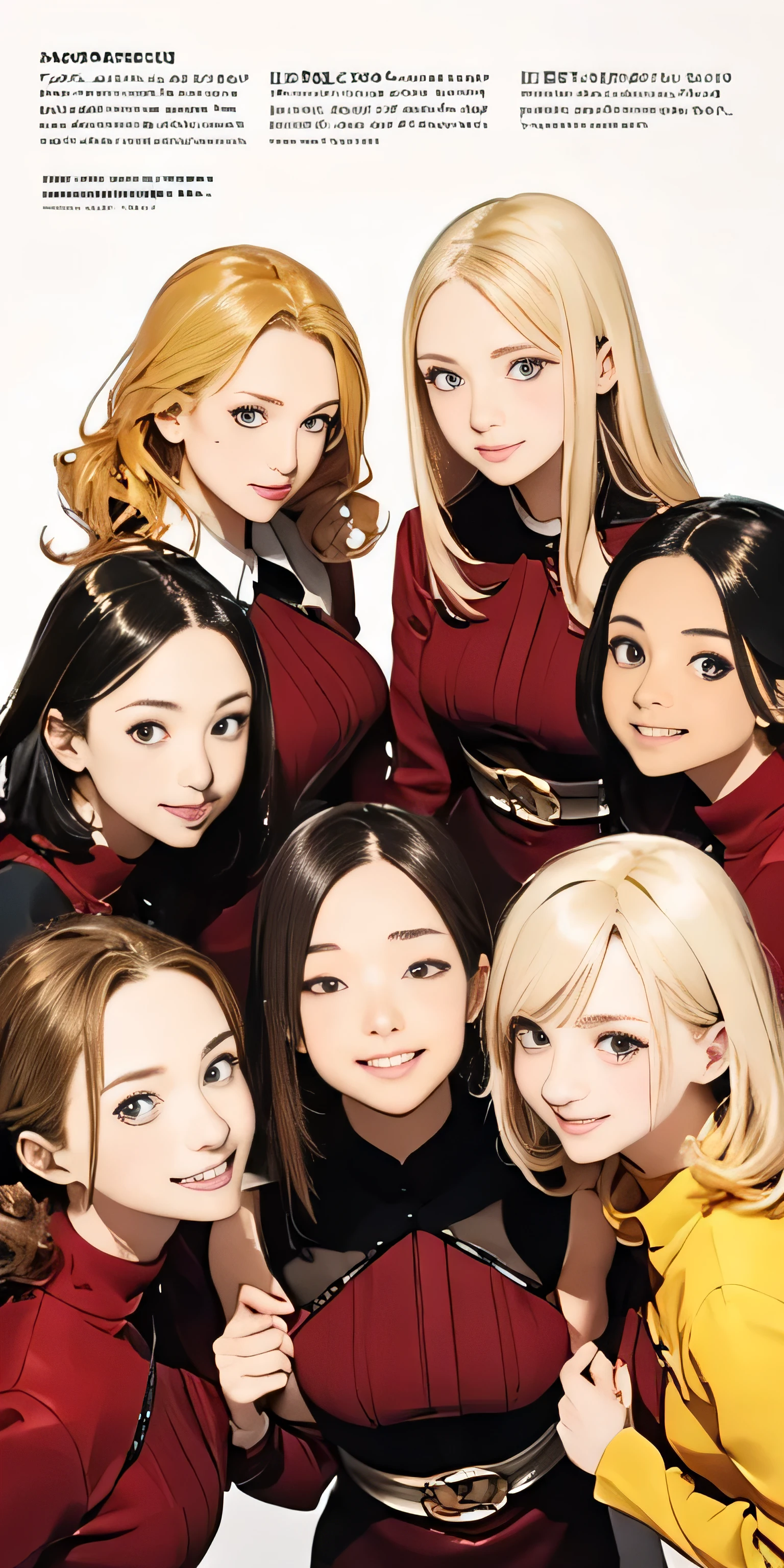 Perfect anime illustration, 100 Girls, all girls are sisters, The sisters are close together, Sisters in the background, Matching hairstyles, Brown Hair, Blonde, Curly Hair, Matching hairstyle, Hazel Eyes, Smiley Nutting Costume), High resolution, whole body