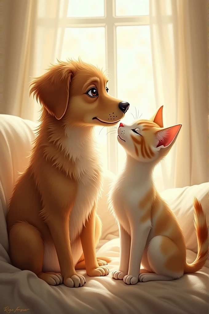 a dog in love with a cat