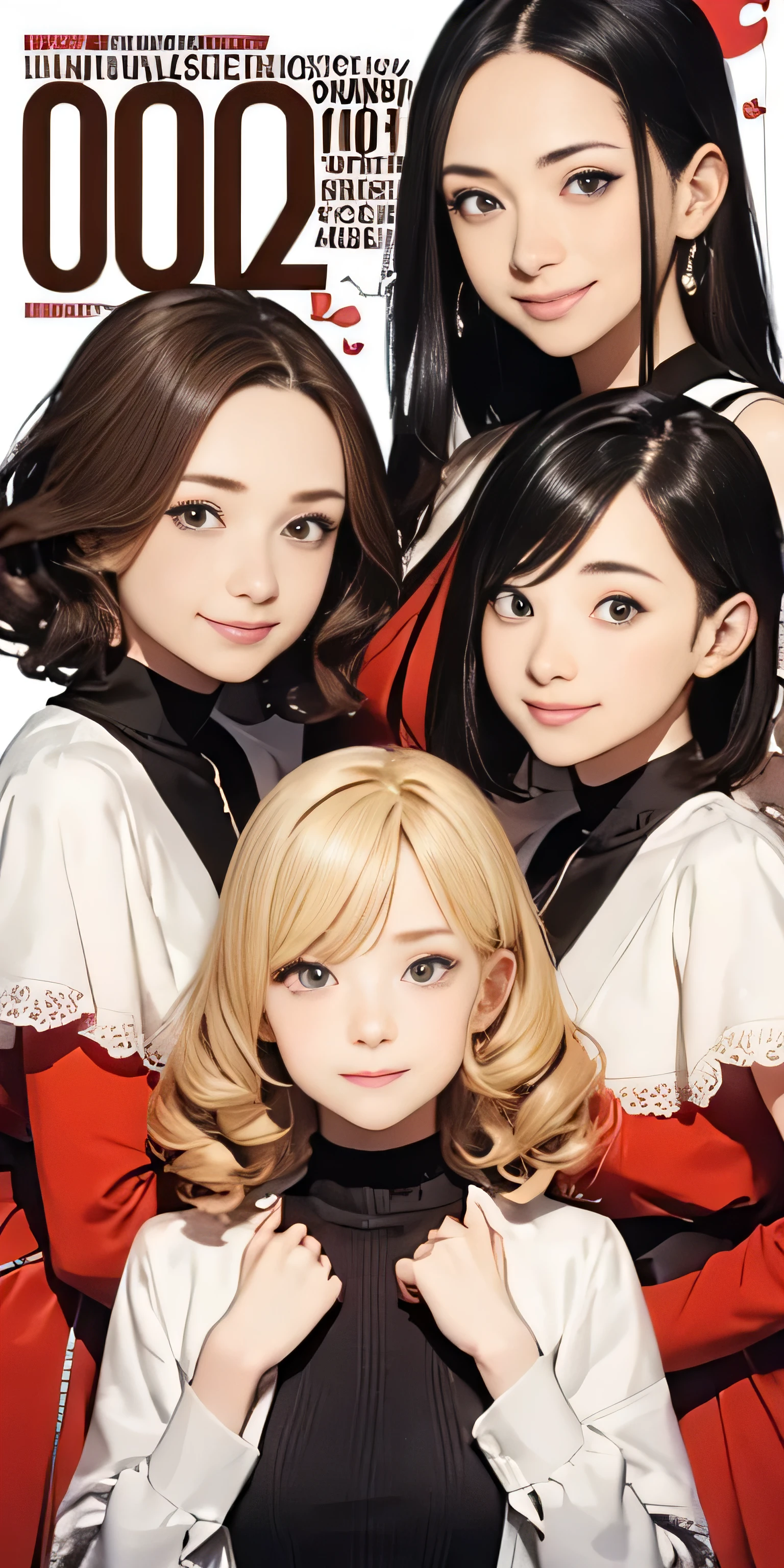 Perfect anime illustration, 100 Girls, all girls are sisters, The sisters are close together, Sisters in the background, Matching hairstyles, Brown Hair, Blonde, Curly Hair, Matching hairstyle, Hazel Eyes, Smiley Nutting Costume), High resolution, whole body