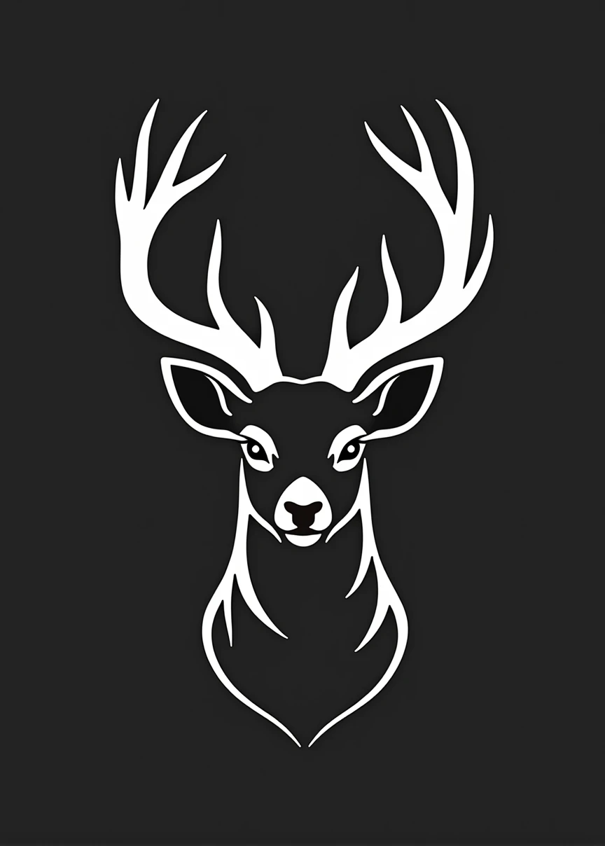 modern minimalist art, logo, black andwhite, best qualityer, deer animal, business logo