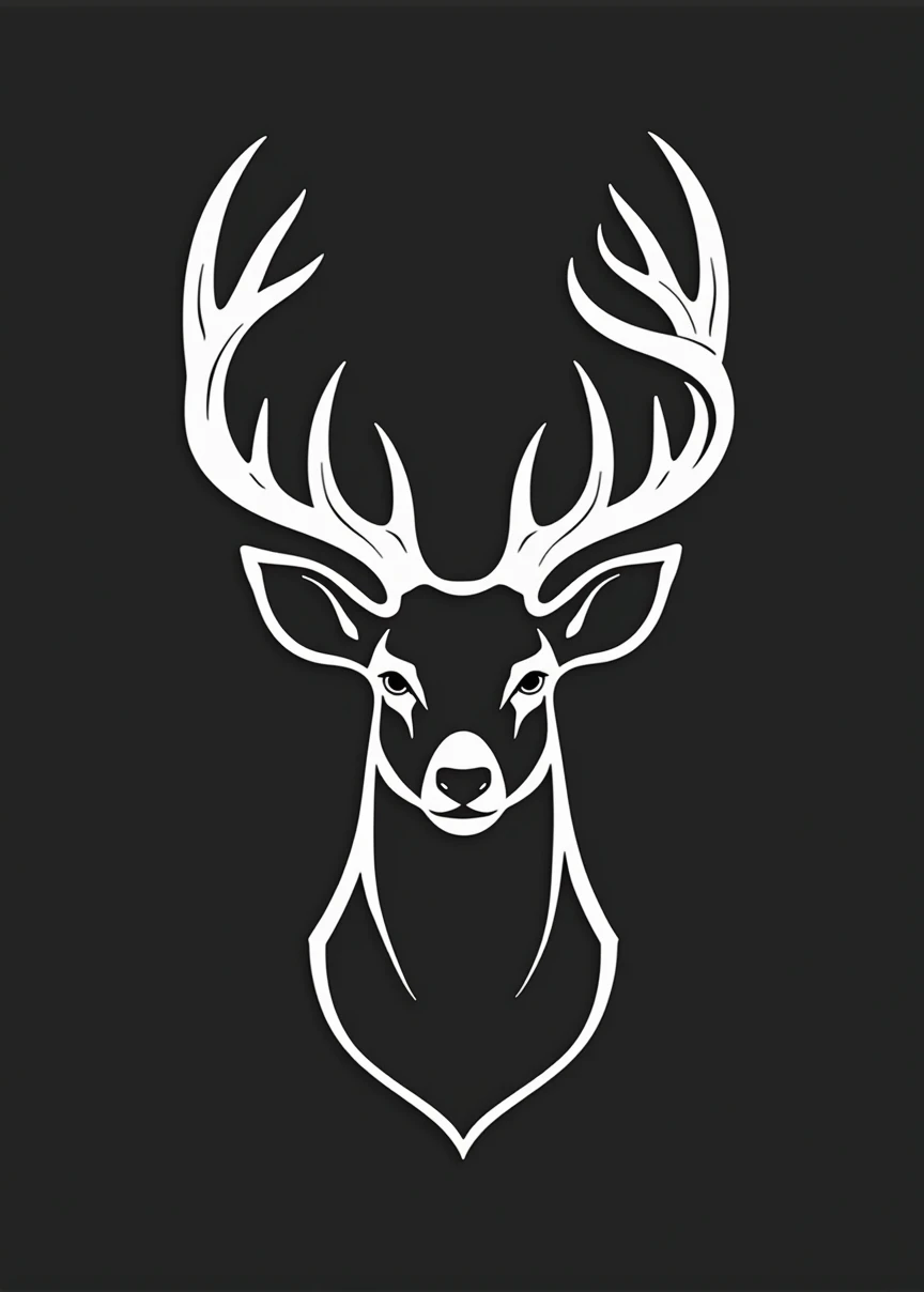 modern minimalist art, logo, black andwhite, best qualityer, deer animal, business logo