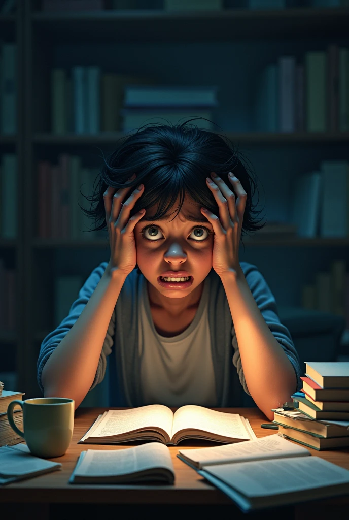 Person freaking out studying