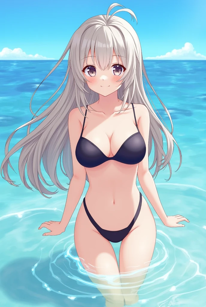 Ocean,Idol,Gentle smile,Swimwear,Long Hair,Kawaii Japan,Tremendously large bust,Slim Waist