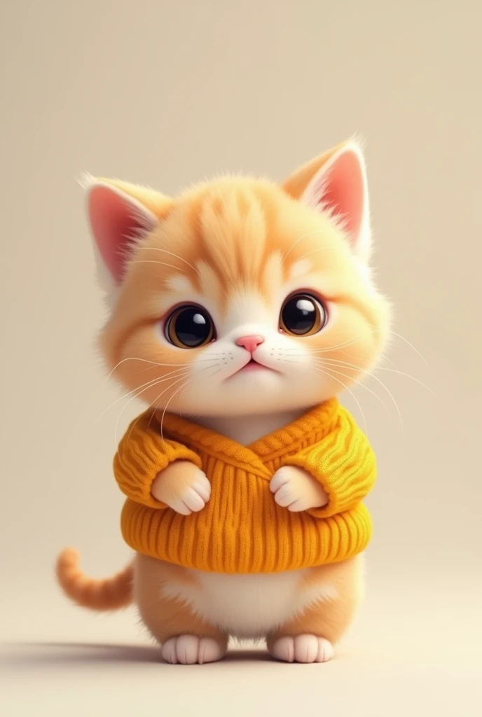 Cute fat kitten wearing clothes Standing
