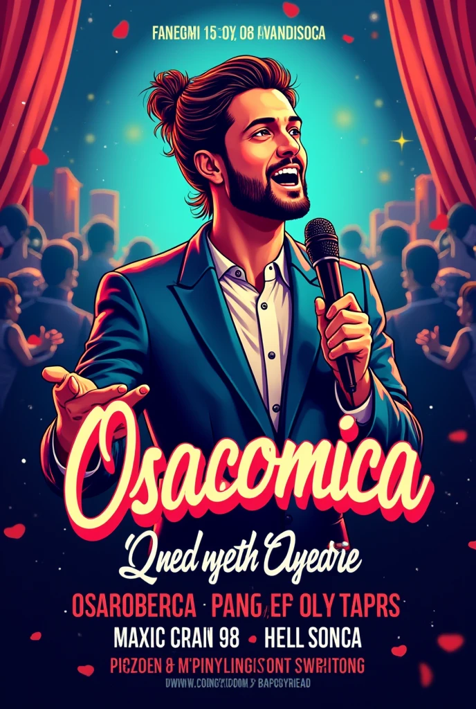 create a show flyer image for the stand-up comedy night with the name osascomica in Osasco!
