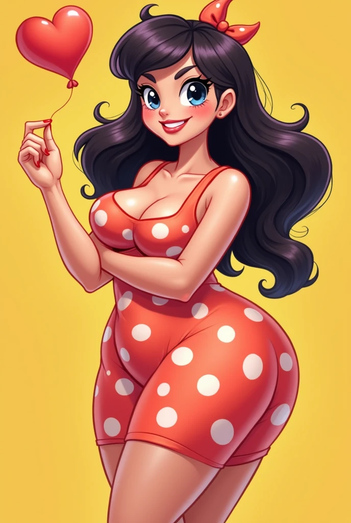 Draw a busty girl with polka dots