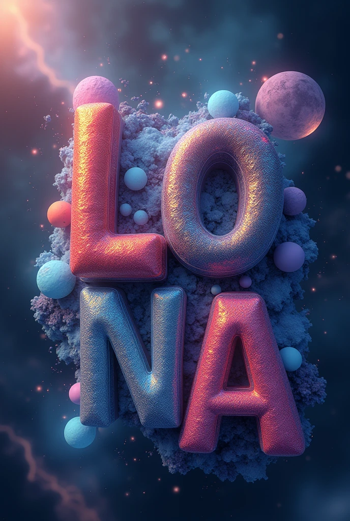 Write Moon (in Spanish) in 4D with colorful letters