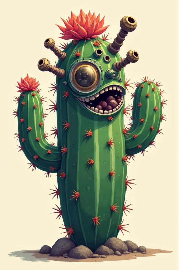 Icon merging a tattoo machine and a cactus