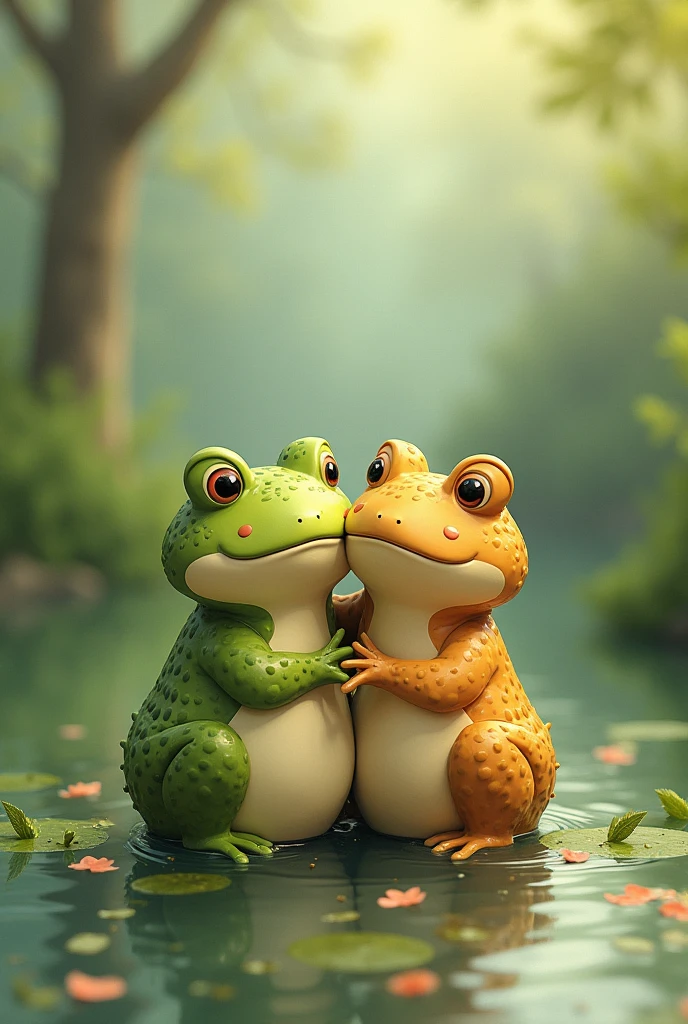Frog and Toad, Of friends, (a toad and a frog)
in the pond they are always. They wear simple clothes. "humanized". Make them look like the book "toad and sepo inseparable"