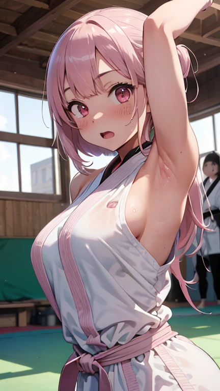 (masterpiece, Highest quality:1.2), One girl,、(Black and pink two-tone hair parted vertically in the middle、Ribbon tied on the side:1.3) (Black and pink hair vertically parted in the middle:1.3) (A hairstyle with a vertical part in the middle, pink on the right and black on the left:1.5)(nsfw:1.3)、Glare、saliva、(Squat)、Cowgirl、Bouncing breasts、Chest not aligned,Motion Lines、Motion Blur、trembling、