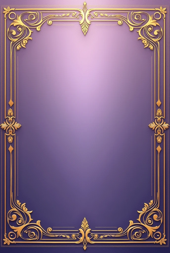 Luxury invitation with nothing written in lilac purple and gold colors (predominant lilac and gold)
