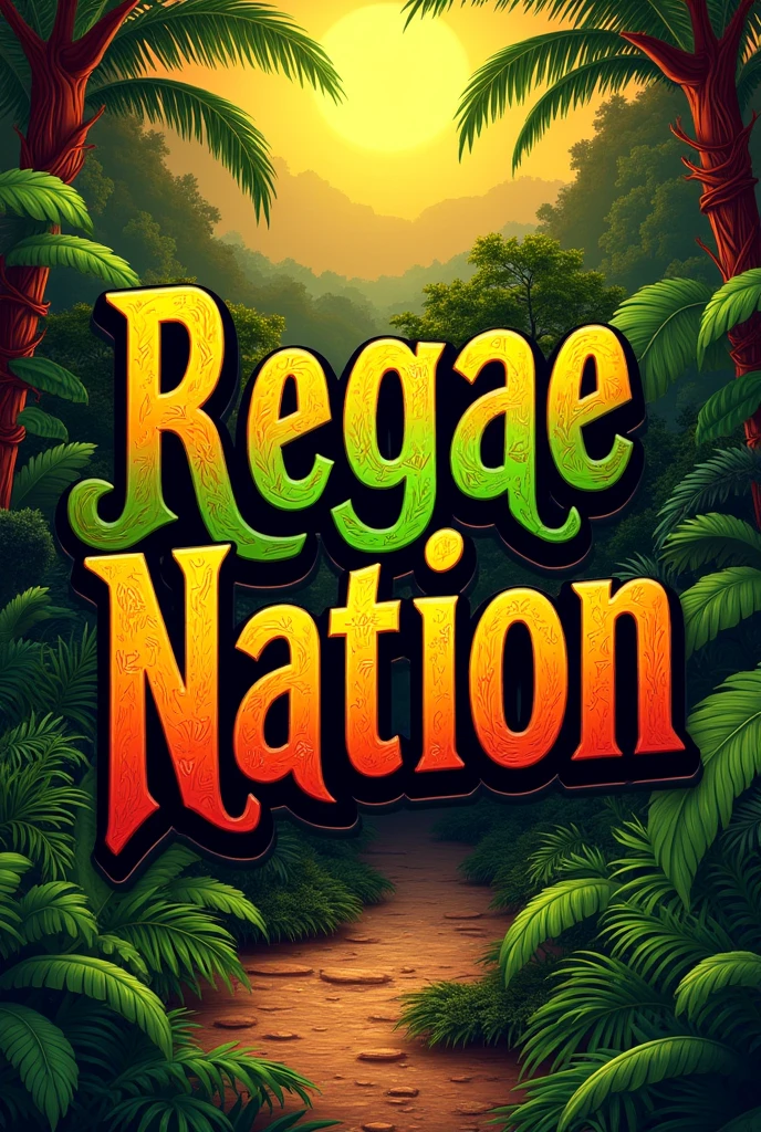 Image with the colors of Jamaica with the text, Reggae Nation Chestnut