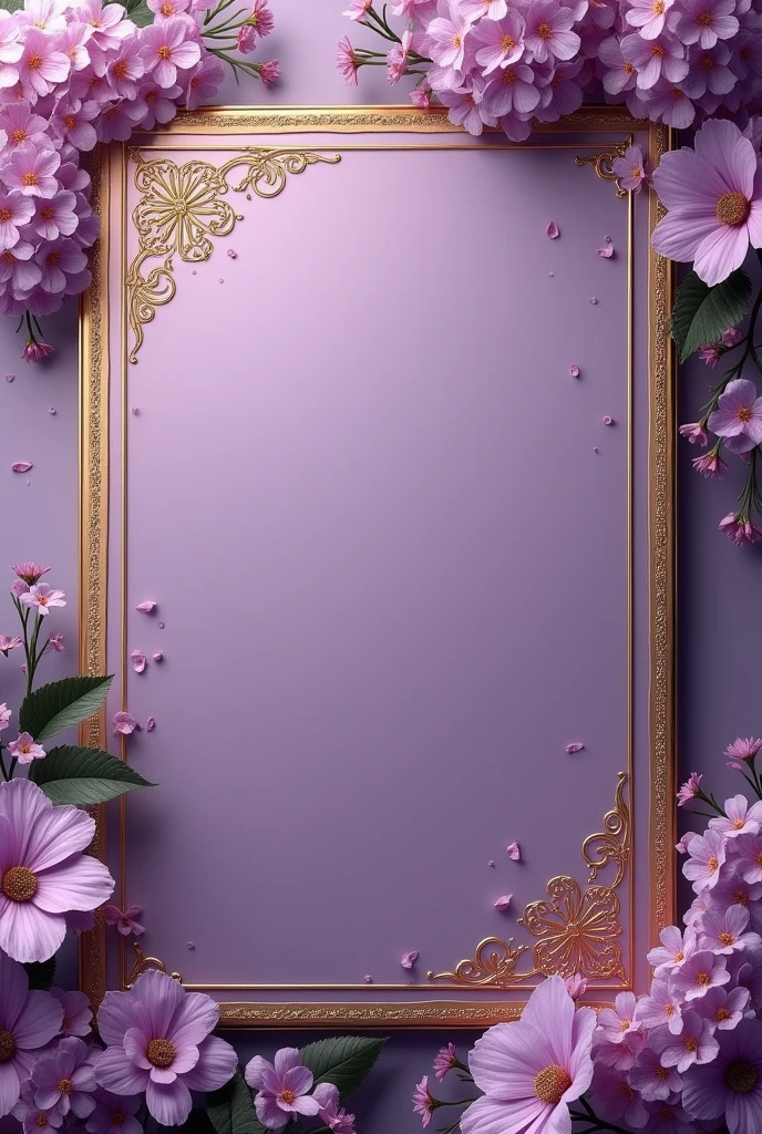 Luxury invitation with nothing written in purple and gold colors (predominant lilac and gold)
