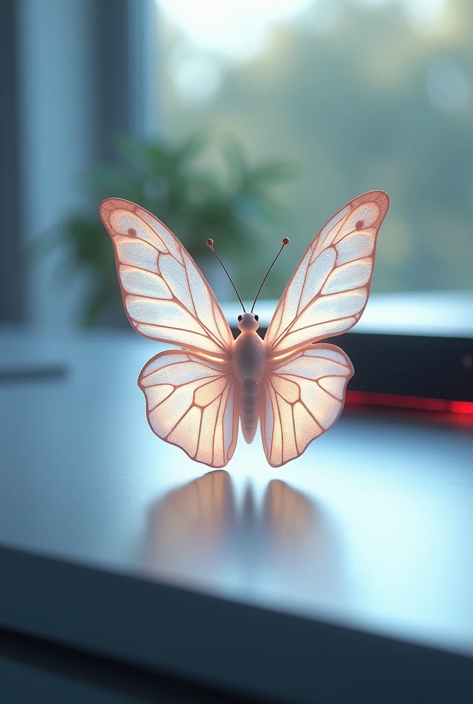 A light-colored butterfly gaming desk
