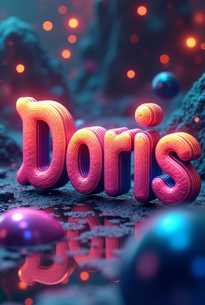 Write Doris (in Spanish) in 4D with colorful letters 
