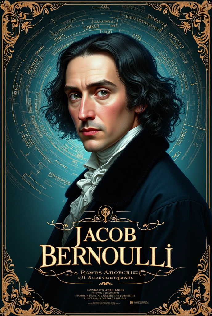 Make me a Bernoulli poster as if it were a movie poster and that in the bottom left small letter says author Juan Quiroga