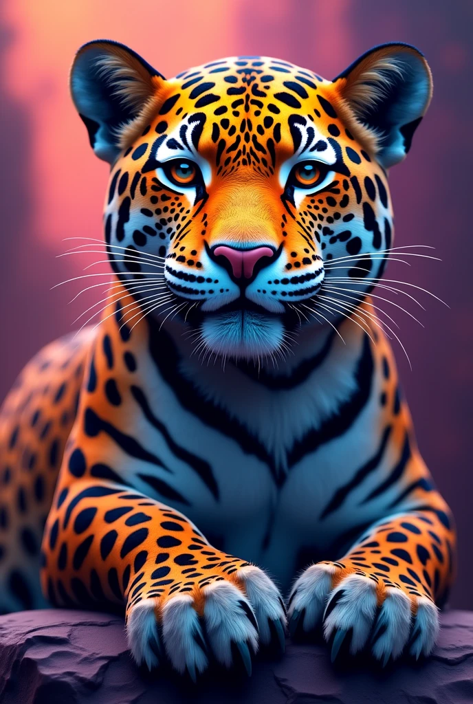 a colorful jaguar 3d style