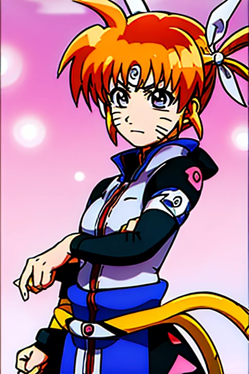 (((NARUTO Costume Nanoha Takamachi)))、White ribbon、1girl