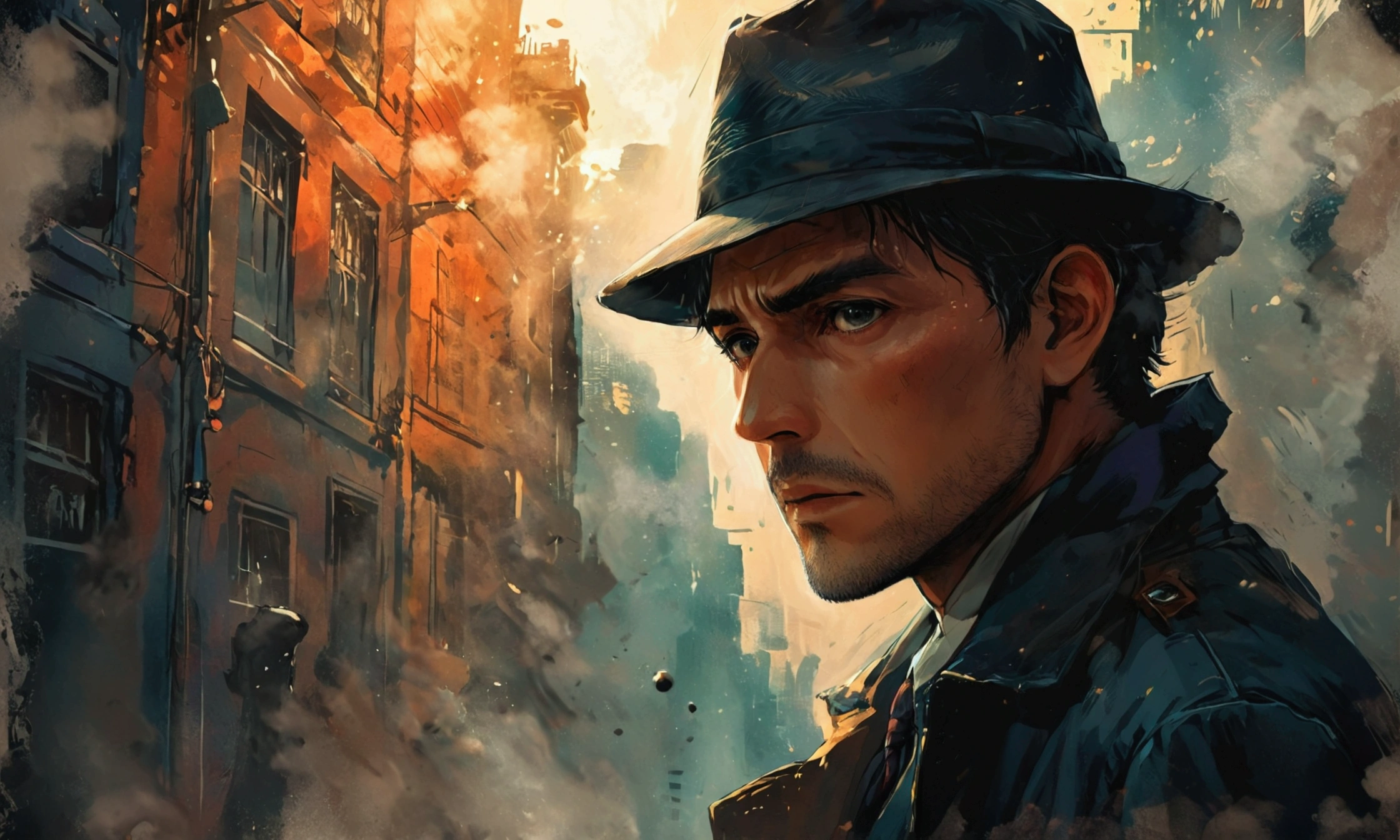 a man detective doing an investigation,manga style art
