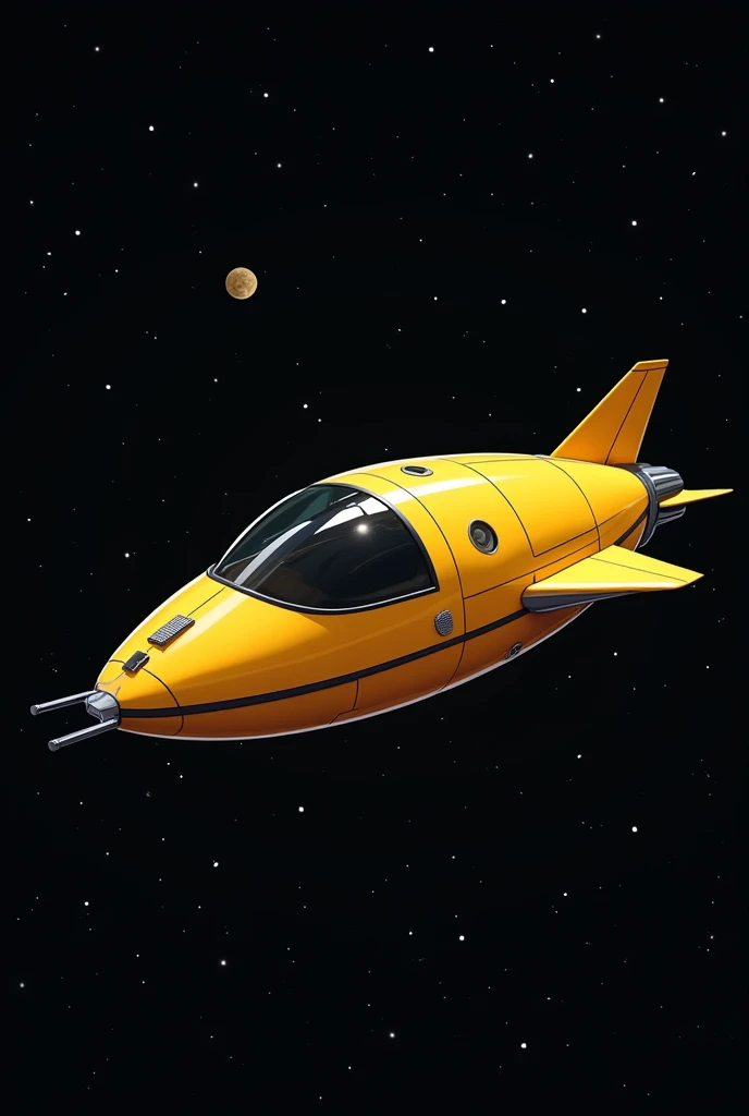 A small yellow capsule-type spaceship,1969s Design,