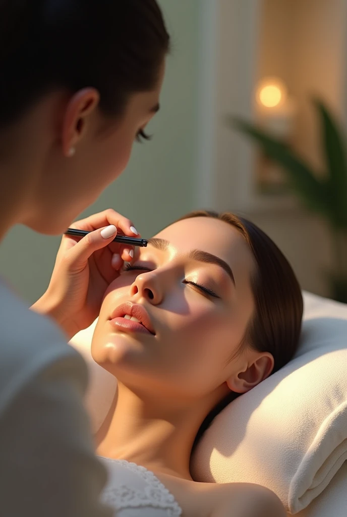 Hello, You are an expert in image creation.
I want you to create something that has to do with a Spa , Eyebrows and eyelashes with micropigmentation and microblading