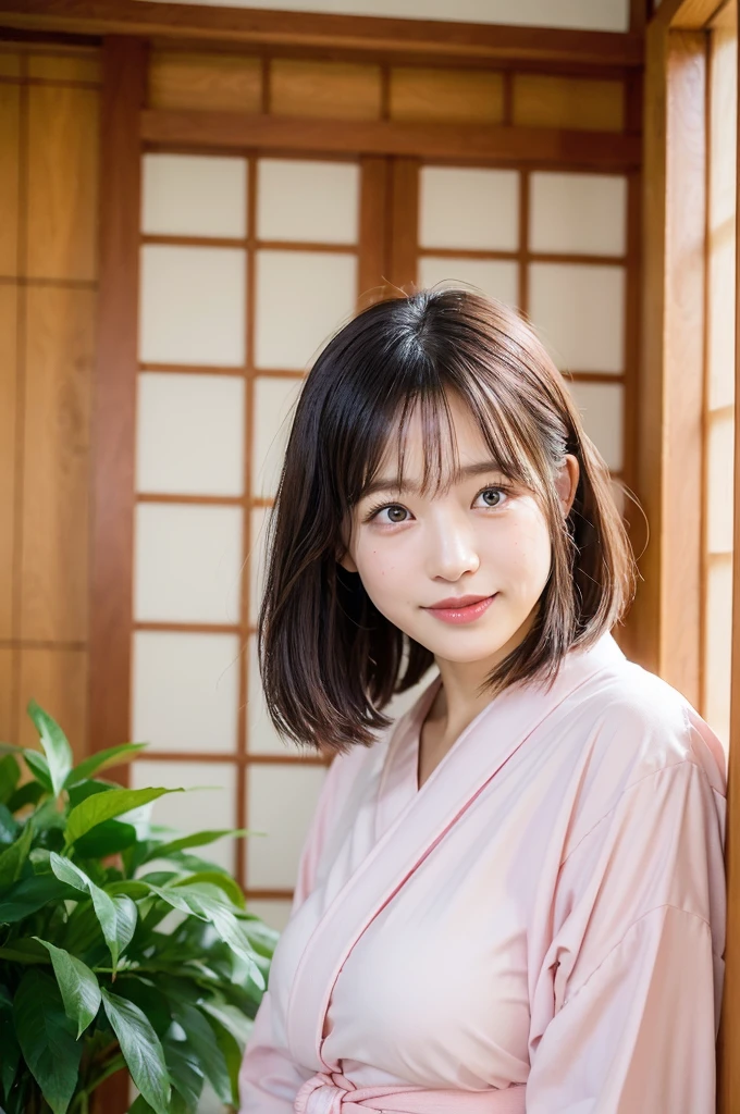 (natta:1.7), East Asian Architecture, 1womanl,Sleeping on a tatami mat,Spreading her legs、Beautiful thighs、 brunette color hair，Medium Short Hair、（hair between eye）, Lip flap, ,Beautiful fingers,Beautiful long legs,Beauty Body，Cute nose，Beautiful character design，perfect  eyes，face perfect，looking at viewert，（Innocent_Big_eyes：1.0），（light_Smile：0.3），((While taking off a yukata))、Half-taken clothes、Shy expression、Embarrassing、((Her clothes are disheveled and her skin is showing))、offcial art，Very detailed CG Unity 8k wallpaper，Perfect litthing，highly colorful，Bright_front_Face_Lighting，（tmasterpiece:1.0),(Best_quality:1.0), 超A high resolution,4K,ultra - detailed, photography of, 8k, nffsw, hight resolution, absurderes:1.2, Kodak portra 400, film grains, the background is blurred, bokeh:1.2, Lens Flare Glow, ( Vibrant_colour:1.2) (Beautiful,Large_breasts:1.4), (Beautiful_Face:1.5),((full body)),8k,Raw photo, 、Relax at a ryokan in Japan、The background is the open-air bath at night at a hot spring inn (Girls are not subjects:1.3) (Hair after a bath:1.3),(Hair is wet:1.3) ((Girls are not subjects:1.2))((Draw a wide night background:1.2),((Yukata with light blue stripes isolated on white background:1.3)),(Yukata does not need gloss at all:1.5)),((No need for a Korean yukata or Korean-style hairstyle.:1.5)),((Faithfully and realistically reproduce a pure Japan yukata:1.5))((Light Pink Band:1.3)),((The background is the entrance living room、At night, Overlooking the inn's large and beautiful gardens..:1.3)),((8th class))、((Light Pink Band:1.5)) ((Beautiful shiny straight short long:1.5)) sixteen years old、((Beautiful shiny straight short long:1.5))((Pink band:1.3))、(private),(Photos taken by lovers)、(Sophia Lillis)、((Disheveled clothing))、((Removed clothes))、Scattered yukata、(Secret photos)、((Beautiful barefoot))、((Beautiful thighs))、((Relaxed and bold posture))
