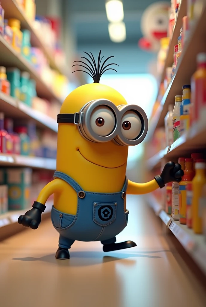 A female Minion stealing from a store