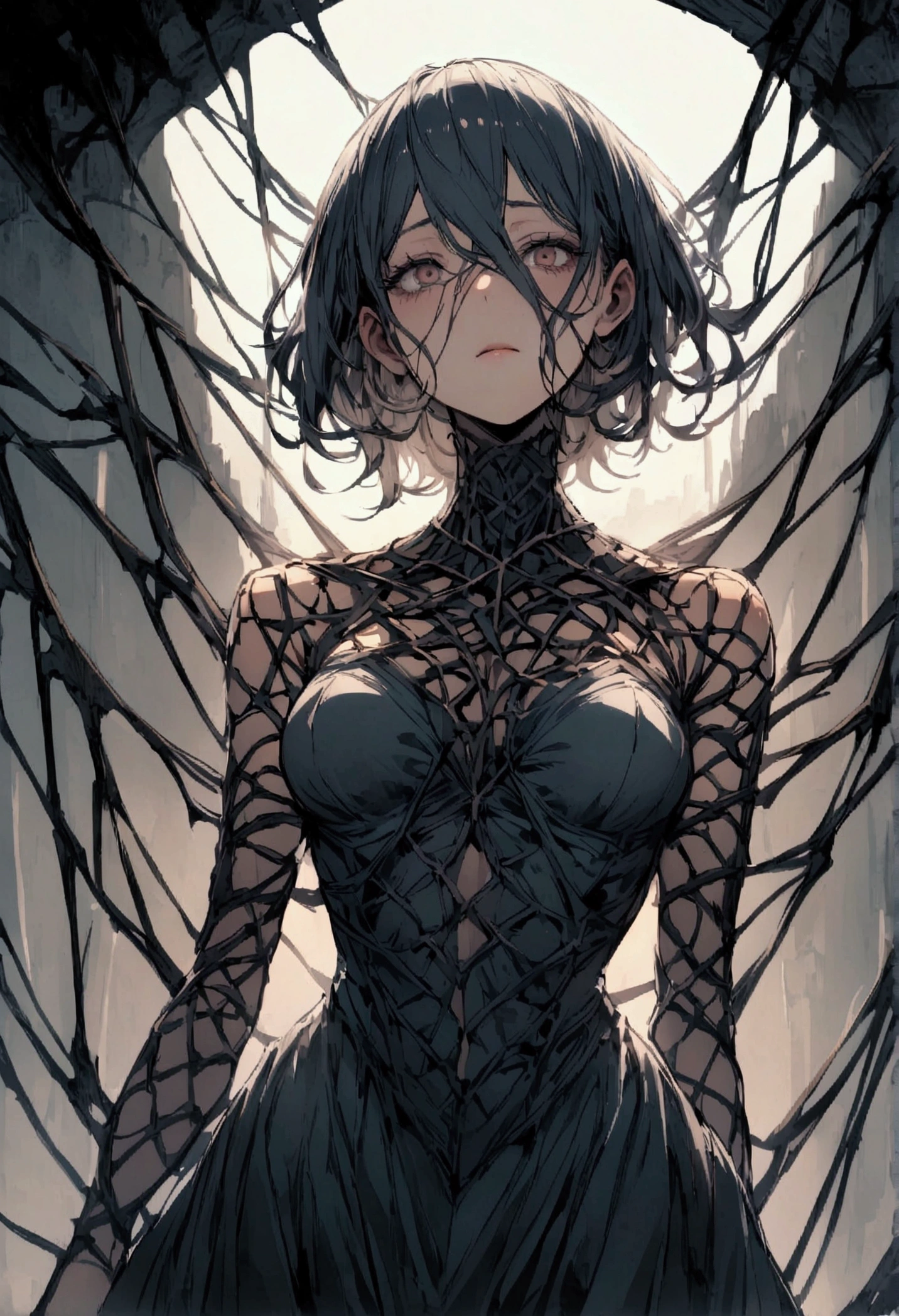 Trapped webbed up girl