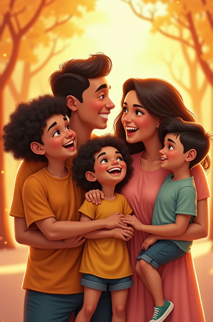 A family with beautiful people, one called Emily, another Gabriel, another Jhonatan and another Nathaly, a super happy family