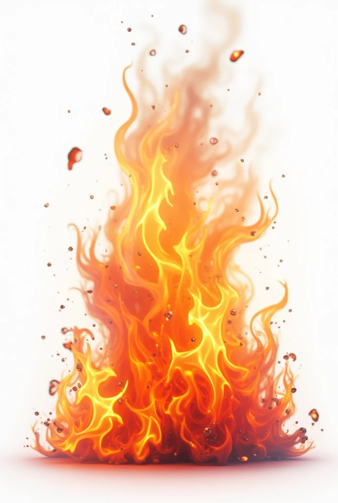 Very animated fire and a white background