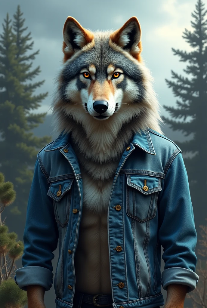 A wolf in a jean jacket