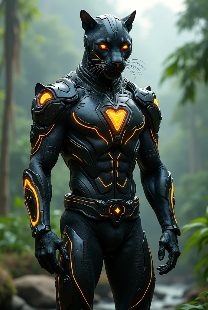 Create a Brazilian hero inspired by the panther with armor