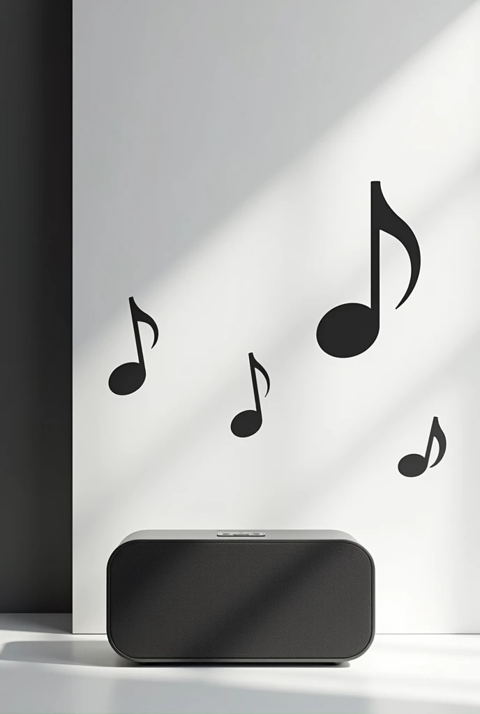 Notes.Music and speaker in black and white