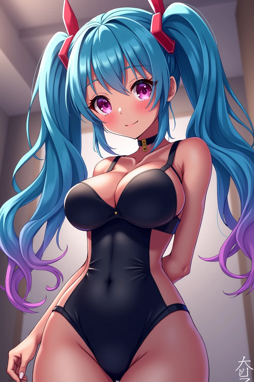 Sexy . .  (perfect colors ).. (oily skin) .   . Thick collar.   Miku Hatsune . . . . . . Handcuffed. .. .  . high heels.   vibrators . cumming. Ballgag .  Drool. Sexy tight chinese dress . 