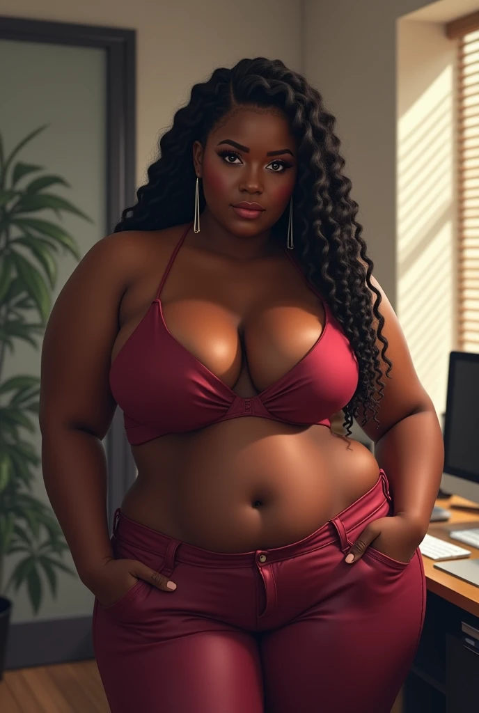 Hot sexy chubby girl large breast size good looking face bearing tight dress short pant running