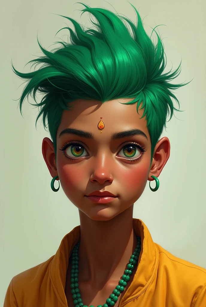 Head of an Indian with a green tuft