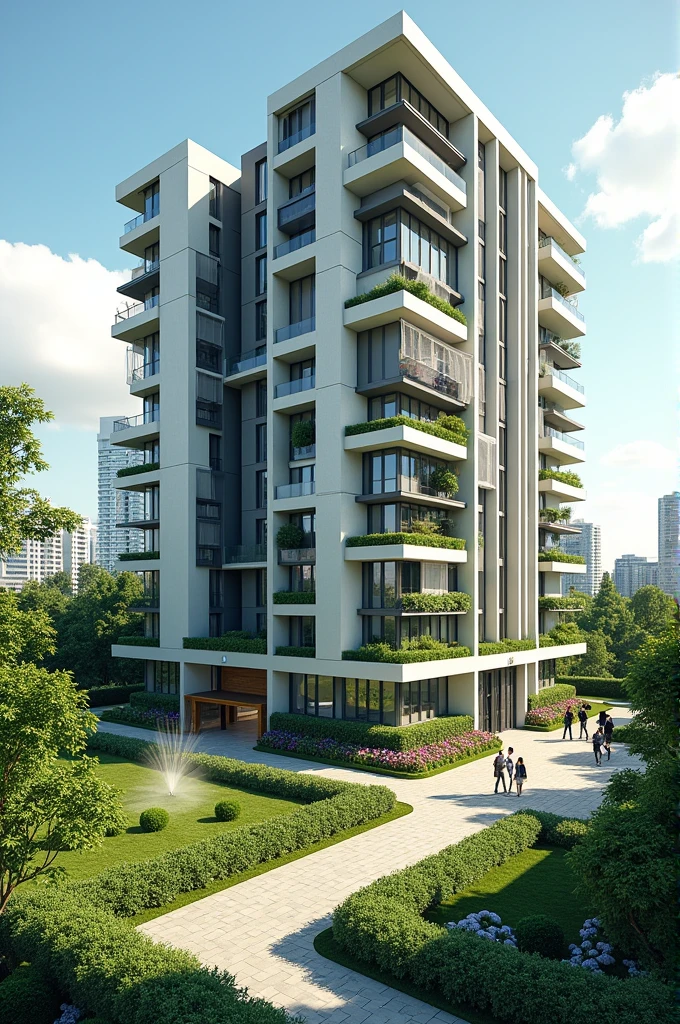 apartment building with automatic irrigation 