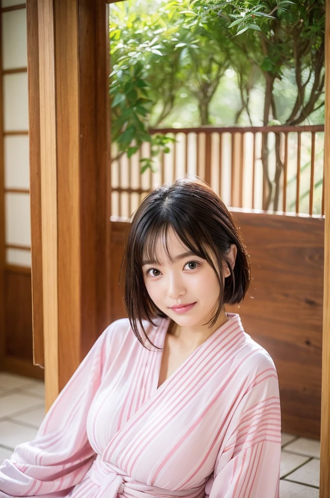 (natta:1.7), East Asian Architecture, 1womanl,Sleeping on a tatami mat,((Spreading her legs))、((Beautiful thighs))、 brunette color hair,Medium Short Hair、(hair between eye), Lip flap, ,Beautiful fingers,Beautiful long legs,Beauty Body,Cute nose,Beautiful character design,perfect eyes,face perfect,looking at viewert,(Innocent_Big_eyes:1.0),(light_Smile:0.3),((While taking off a yukata:1.2))、((Bold Pose))、Open atmosphere、Intimate atmosphere、Half-taken clothes、Shy expression、Embarrassing、((Her clothes are disheveled and her skin is showing))、offcial art,Very detailed CG Unity 8k wallpaper,Perfect litthing,highly colorful,Bright_front_Face_Lighting,(tmasterpiece:1.0),(Best_quality:1.0), 超A high resolution,4K,ultra - detailed, photography of, 8k, nffsw, hight resolution, absurderes:1.2, Kodak portra 400, film grains, the background is blurred, bokeh:1.2, Lens Flare Glow, ( Vibrant_colour:1.2) (Beautiful,Large_breasts:1.4), (Beautiful_Face:1.5),((full body)),8k,Raw photo, 、Relax at a ryokan in Japan、The background is the open-air bath at night at a hot spring inn (Girls are not subjects:1.3) (Hair after a bath:1.3),(Hair is wet:1.3) ((Girls are not subjects:1.2))((Draw a wide night background:1.2),((Yukata with light blue stripes isolated on white background:1.3)),(Yukata does not need gloss at all:1.5)),((No need for a Korean yukata or Korean-style hairstyle.:1.5)),((Faithfully and realistically reproduce a pure Japan yukata:1.5))((Light Pink Band:1.3)),((The background is the entrance living room、At night, Overlooking the inn's large and beautiful gardens..:1.3)),((8th class))、((Light Pink Band:1.5)) ((Beautiful shiny straight short long:1.5)) sixteen years old、((Beautiful shiny straight short long:1.5))((Pink band:1.3))、(private),(Photos taken by lovers)、(Sophia Lillis)、((Disheveled clothing))、((Removed clothes))、Scattered yukata、(Secret photos)、((Beautiful barefoot))、((Beautiful thighs))、((Relaxed and bold posture))