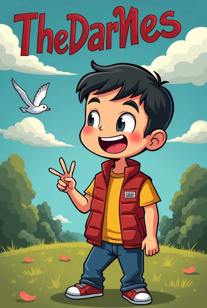 create an image with the text ITheDarNes with cartoon images of man